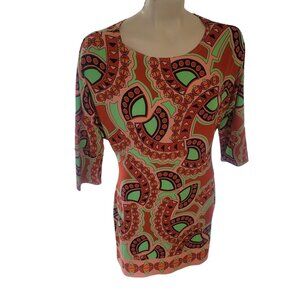 Tracy Negoshian Womens Multicolor‎ Paisley Print 3/4 Sleeve Bodycon Dress Size S